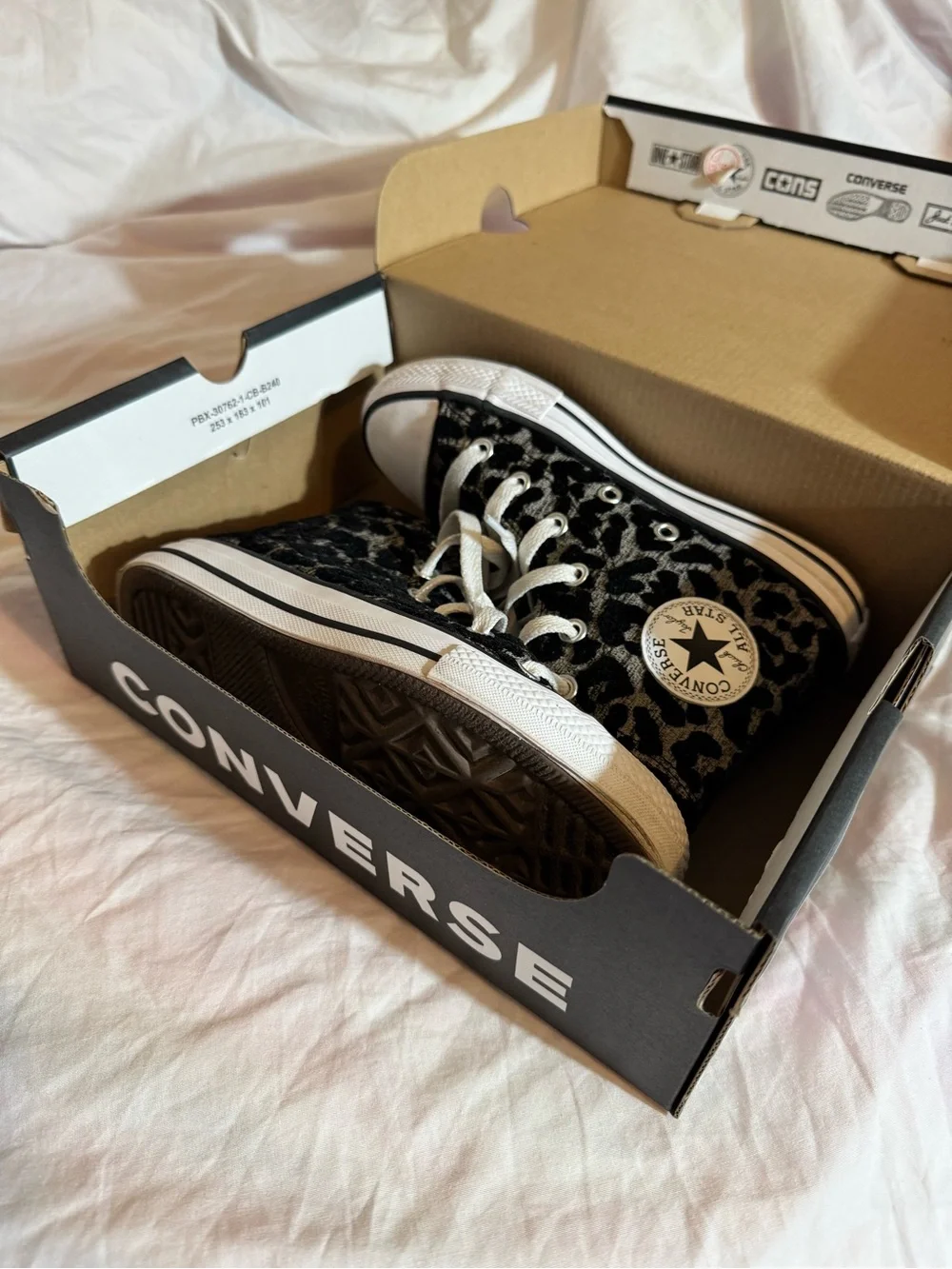 Converse Kids Black and Gray Leopard Print Chuck Taylor High Tops
